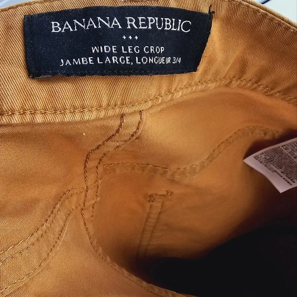 Banana Republic Camel Brown Denim Wide Leg Crop  Lightweight Size 10 waist 17" - Picture 8 of 8